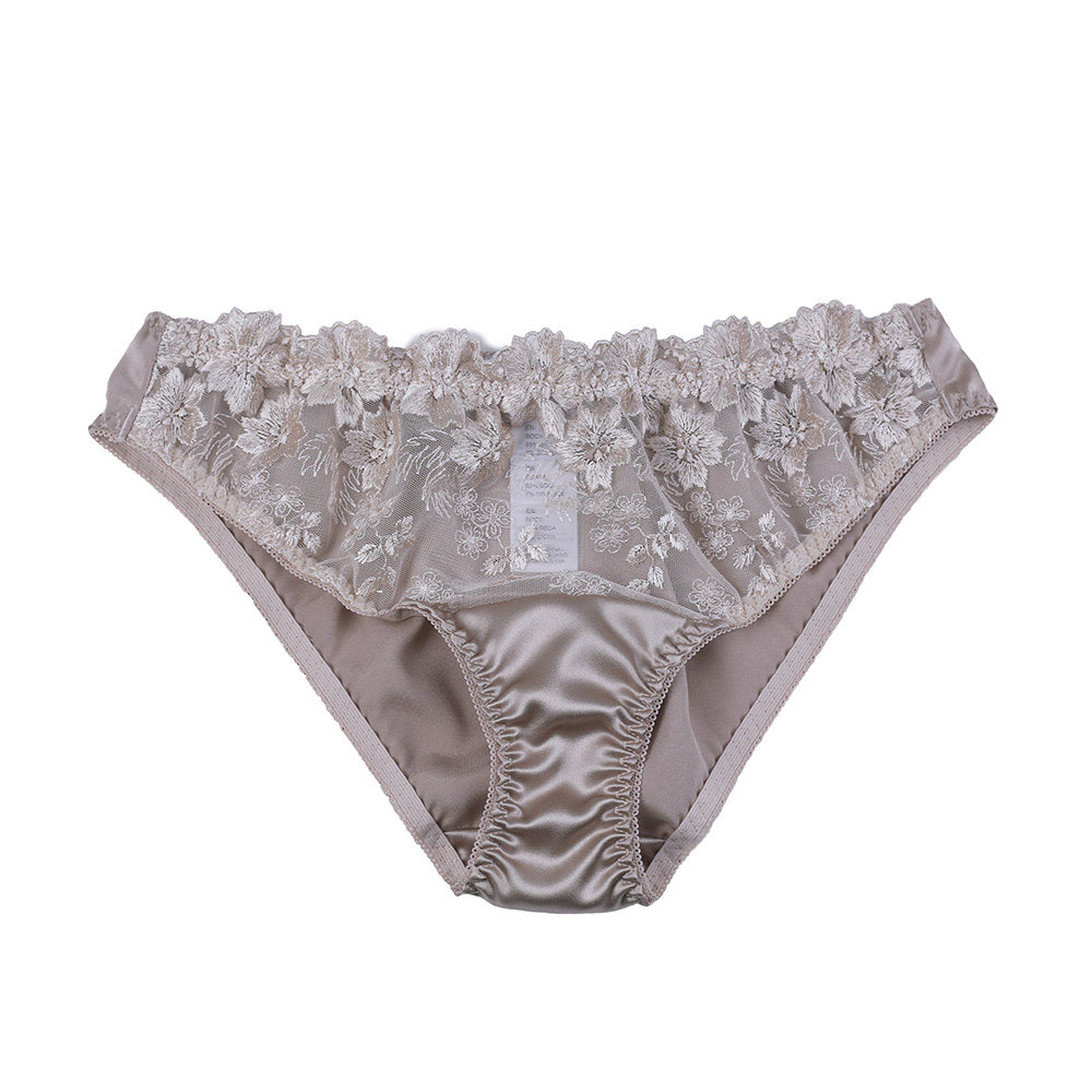 lilysilk无痕透气女士真丝内裤低腰性感三角裤桑蚕丝杏色特价包邮