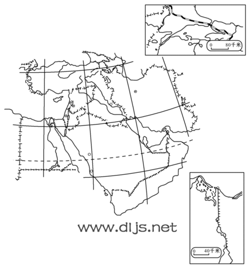 中东的地形空白图 - 世界地图全图 - 地理教师网