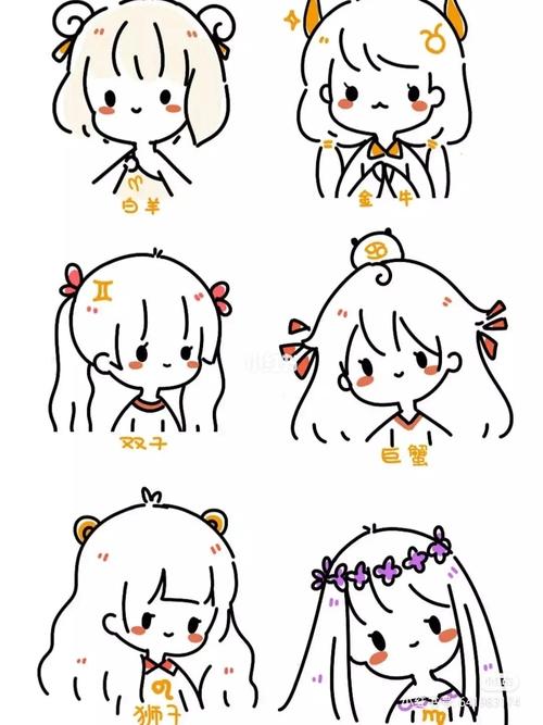 十二星座简笔画连衣裙十二岁女孩连衣裙十二星座简笔画12星座卡通简笔