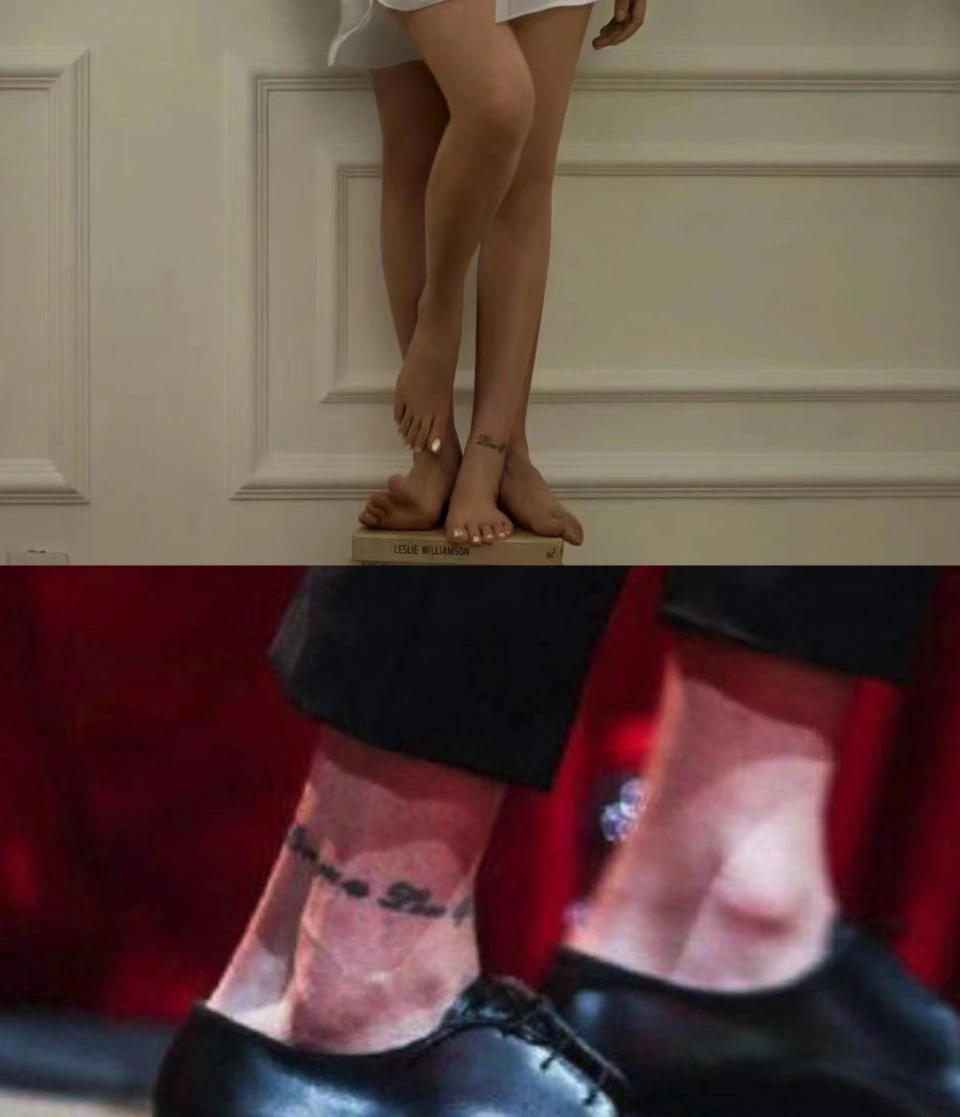 张若昀和唐艺昕的情侣纹身很明显,唐艺昕是love you aslove life (爱