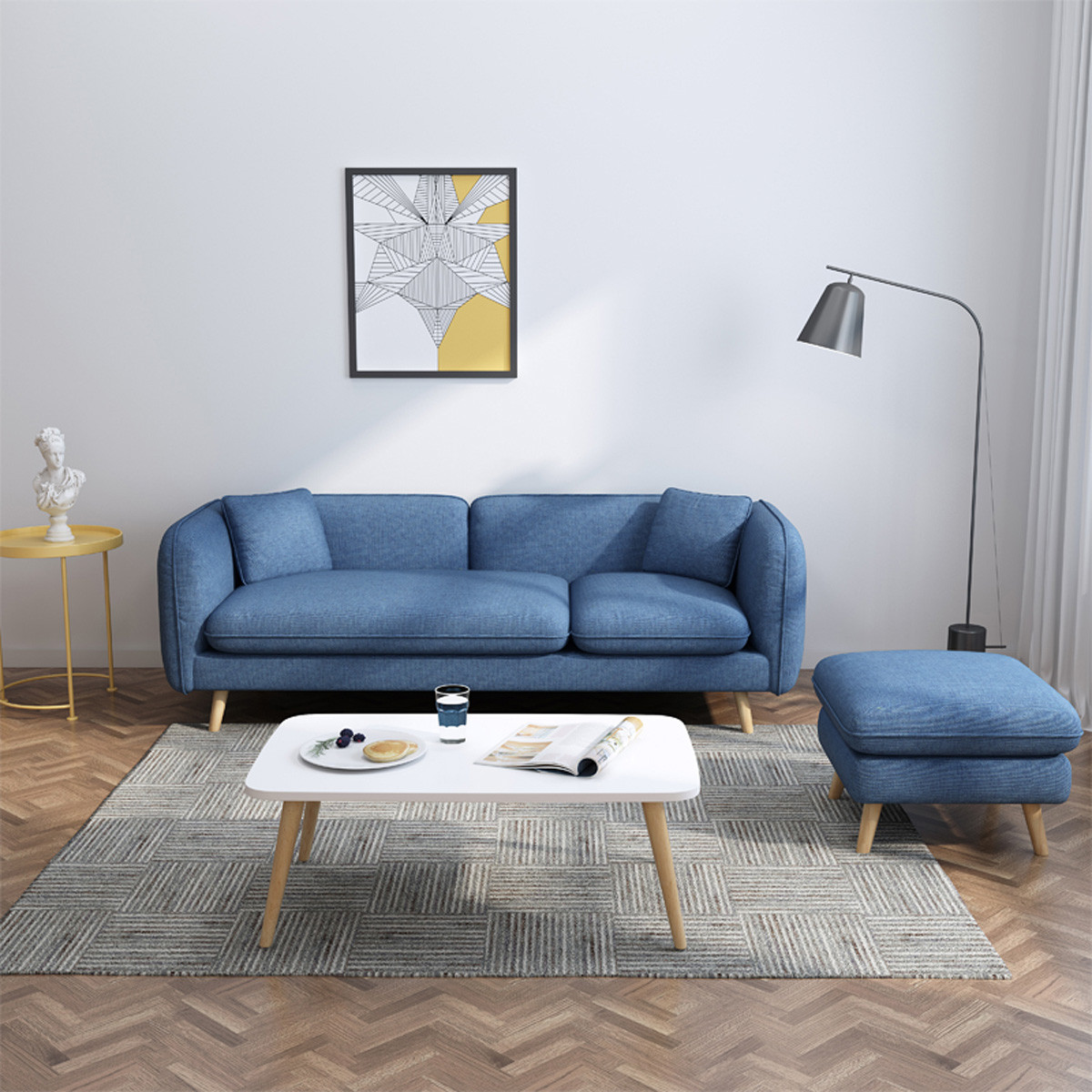 北欧布艺沙发现代客厅简约小户型沙发组合科技布沙发套装家具