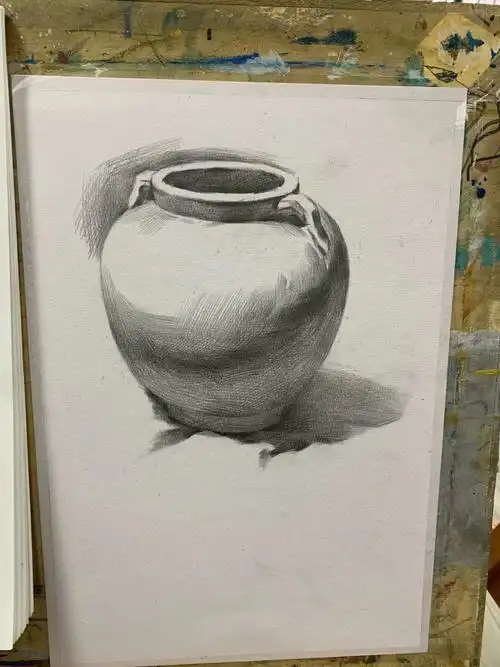素描静物步骤陶罐