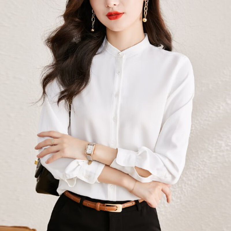 范世提春秋季女生小个子衬衫女立领衬衣女士穿法式女春季新款时尚气质