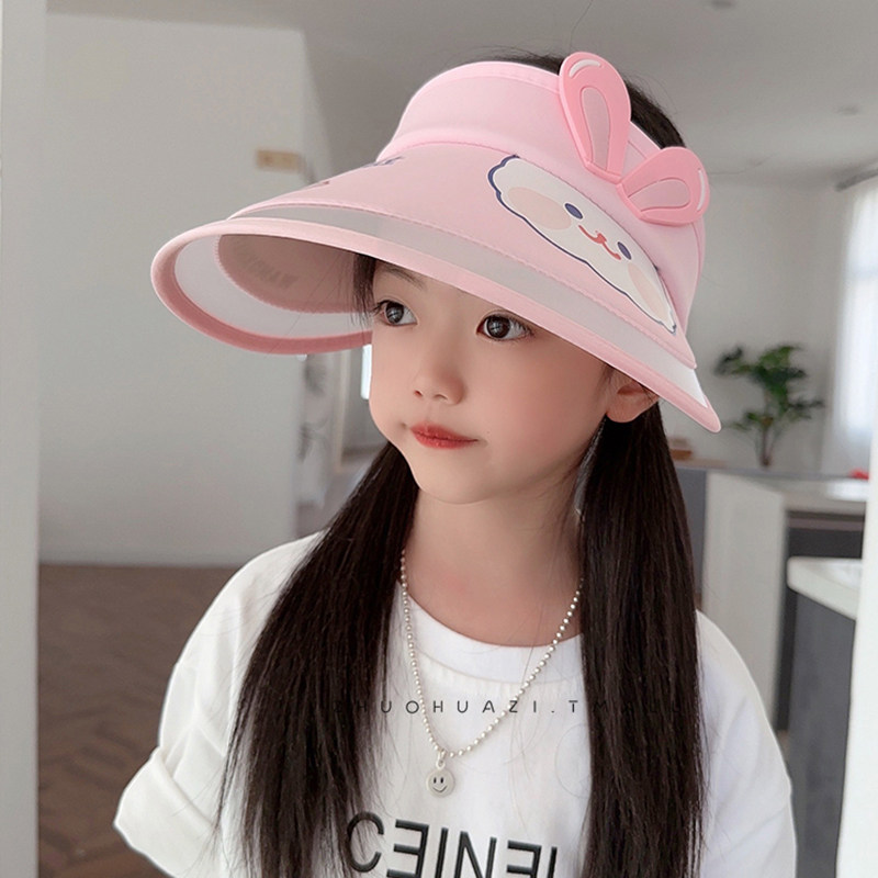 儿童帽子夏季薄款女童防晒帽大帽檐遮阳帽可爱公主女孩空顶太阳帽