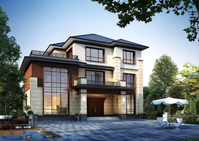 别墅设计:三层的新中式,农村建一栋,高雅大气!