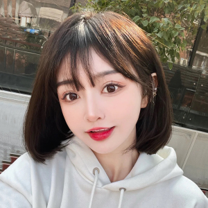 网红假发短发女圆脸日常bobo头锁骨发自然蓬松初恋短直发全头套式