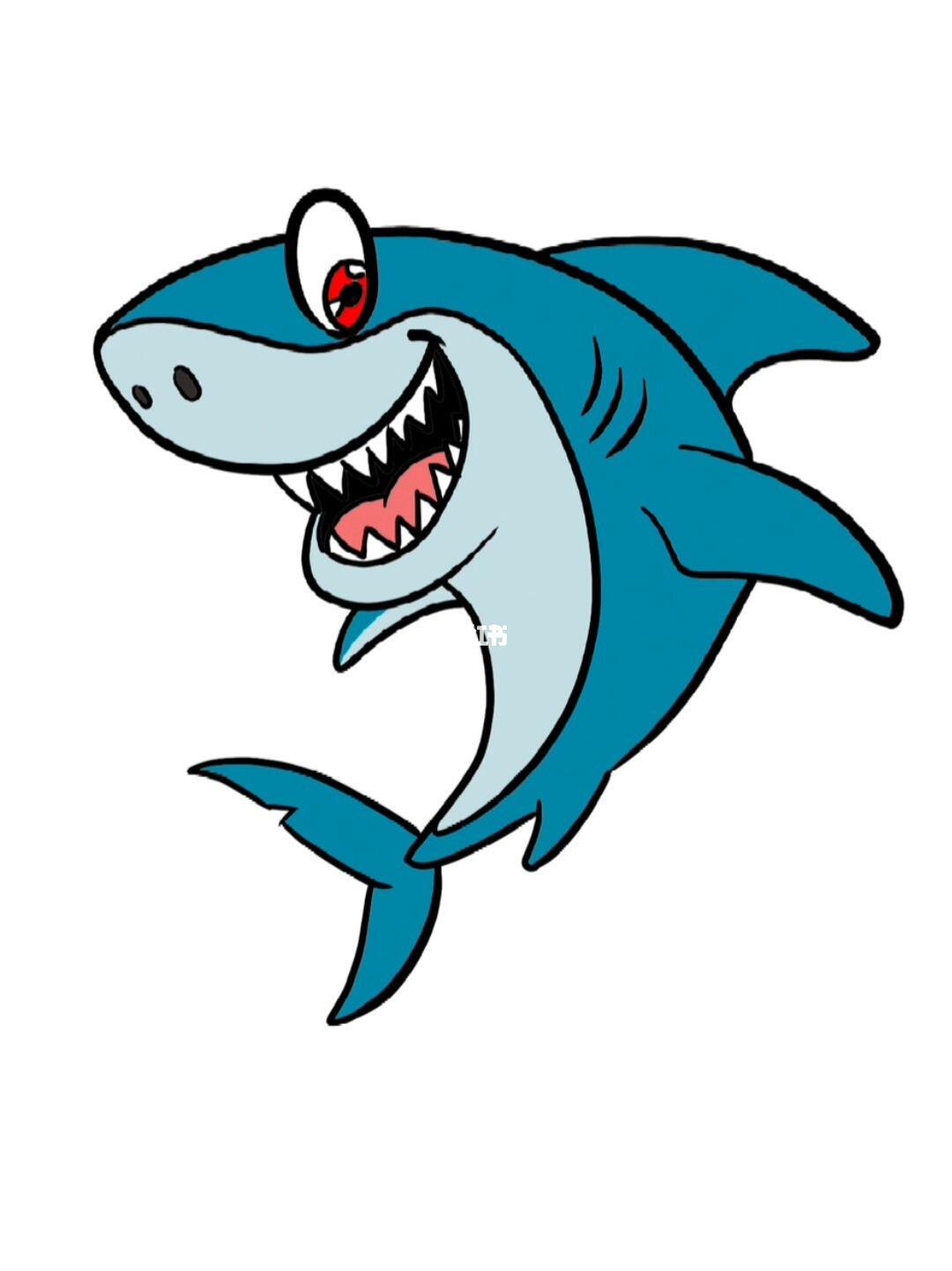 儿童绘画亲子简笔练习如何画卡通大鲨鱼