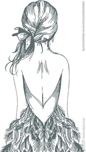 动漫女孩背景简笔画