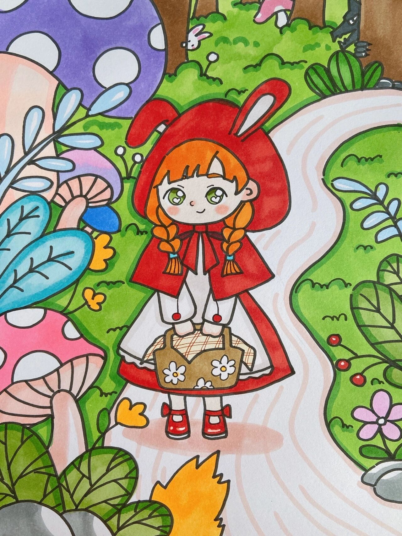 美术宝 小红帽 课效,童话故事插画,临摹作品,自己改了一下