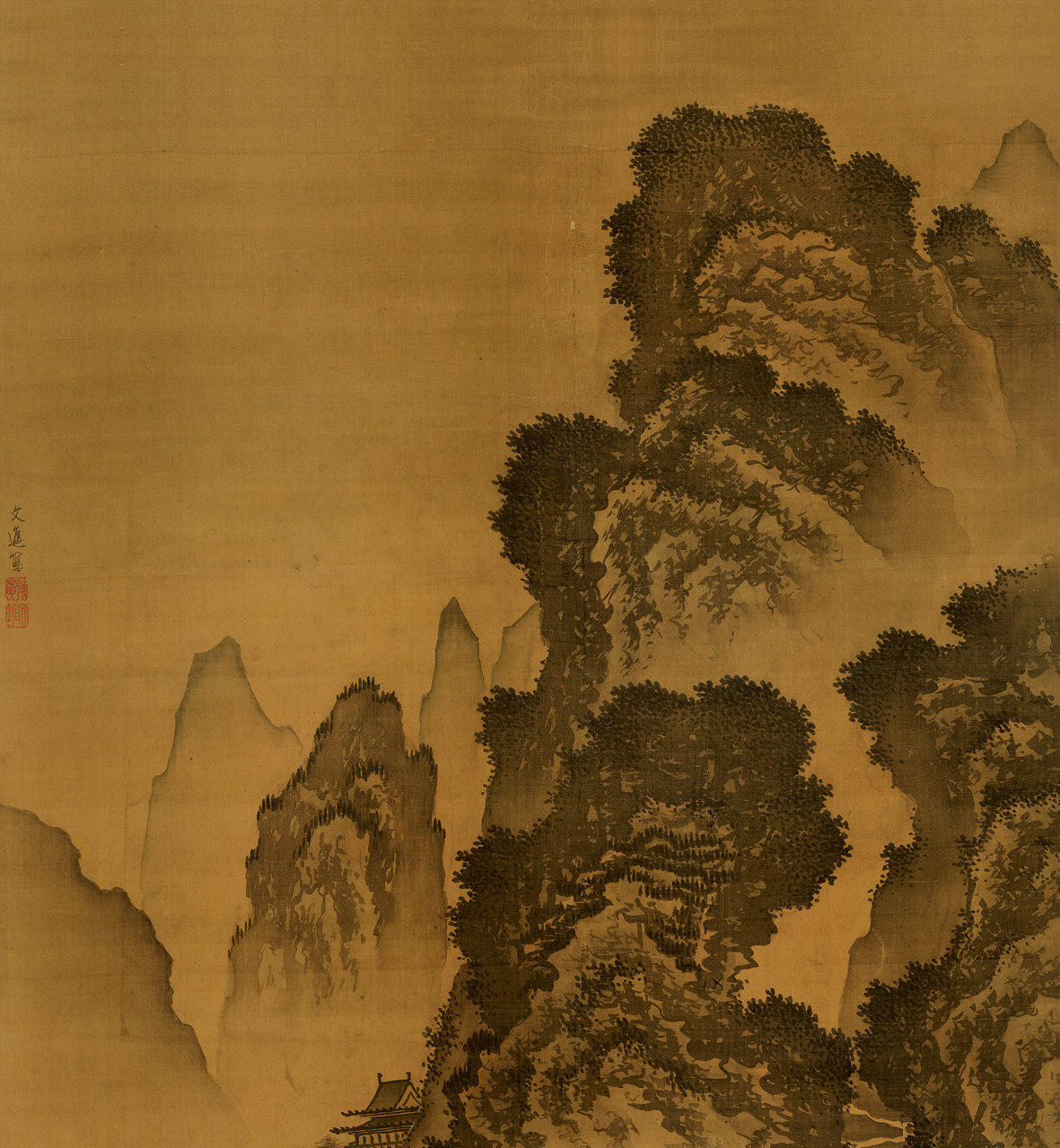 戴进溪堂诗意意图高清仿古古画名家字画国画国画