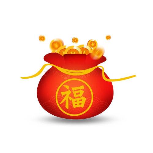 促销活动红色福袋钱袋子金币
