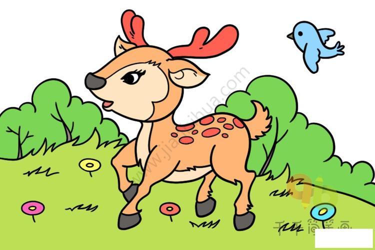 小鹿简笔画公主小动物彩色在森林里玩耍的小鹿的简笔画奔跑的小鹿简笔