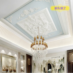欧式3d立体天花板壁纸酒店客厅吊顶墙纸仿石膏浮雕屋顶棚壁画布8d