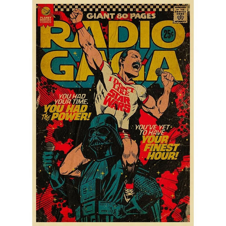 皇后乐队海报 queen 牛皮纸复古装饰画 摇滚音乐 怀旧 欧美人物画