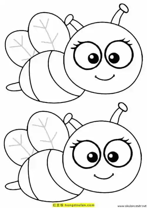 9张可以涂色的小蜜蜂卡通儿童涂色简笔画