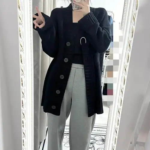 eewen超显瘦的黑色毛衣开衫