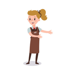 服务员人物服务员穿着制服拿着一盘鸡肉卡通人物.