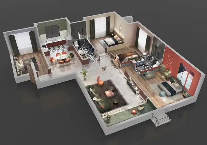 3d户型图 ——金河壹号|空间|家装设计|孟华婧 - 原创作品 - 站酷