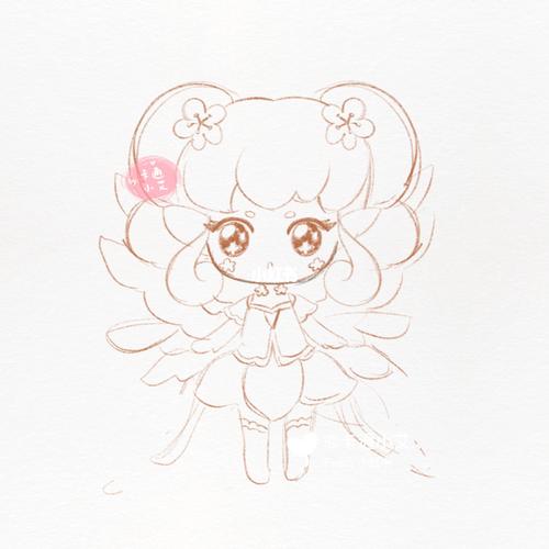 小花仙精灵王 红雨 简笔画q版线稿分解图线稿简笔画