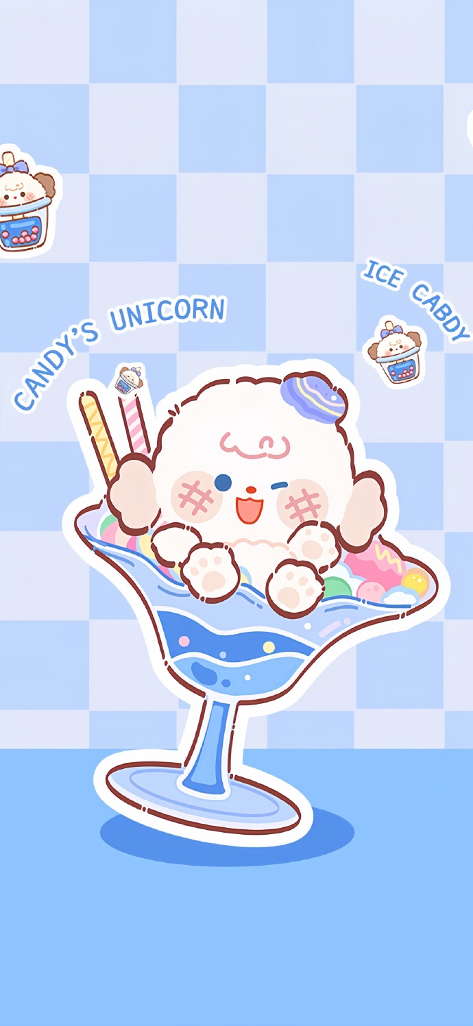 壁纸#快乐小狗|手绘可爱卡通插画壁纸锁屏套图|cr:糖狗比熊