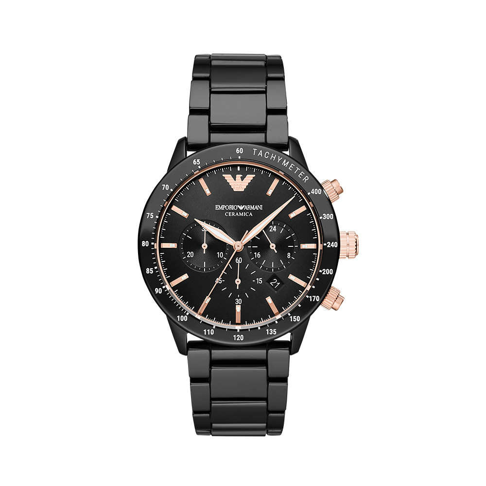 自营armani阿玛尼手表时尚陶瓷表带三眼休闲ar70002欧美腕表