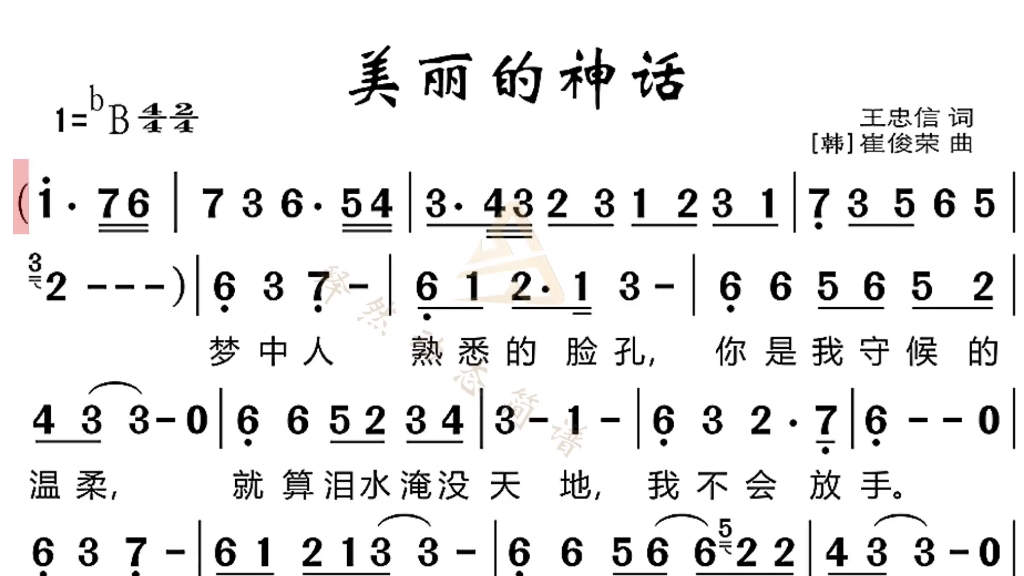 《美丽的神话》动态简谱伴奏,合奏版来了!