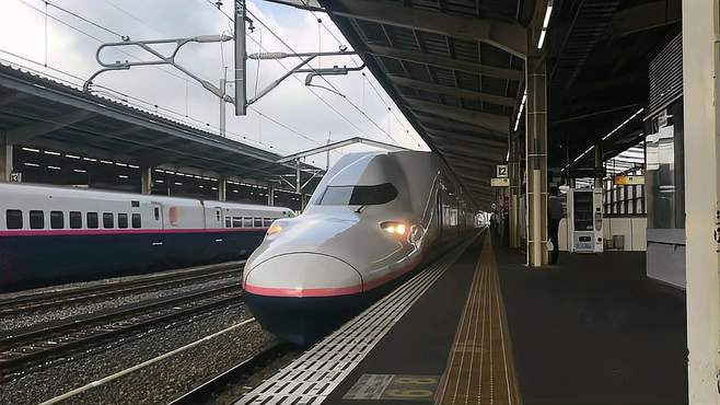 哇哦,退休前的扁头巨无霸乔津新干线e4系列到达熊谷站