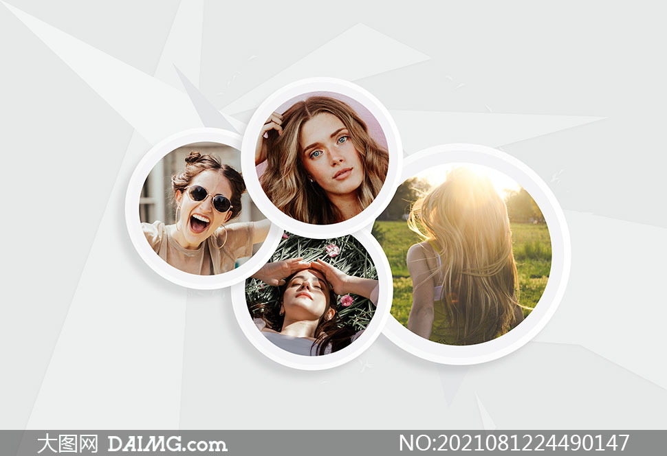 圆形边框组合效果照片模板分层素材