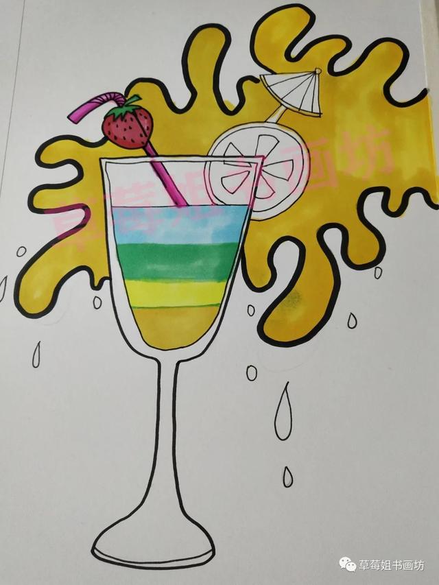 教程|少儿马克笔创意画《鲜榨果汁》