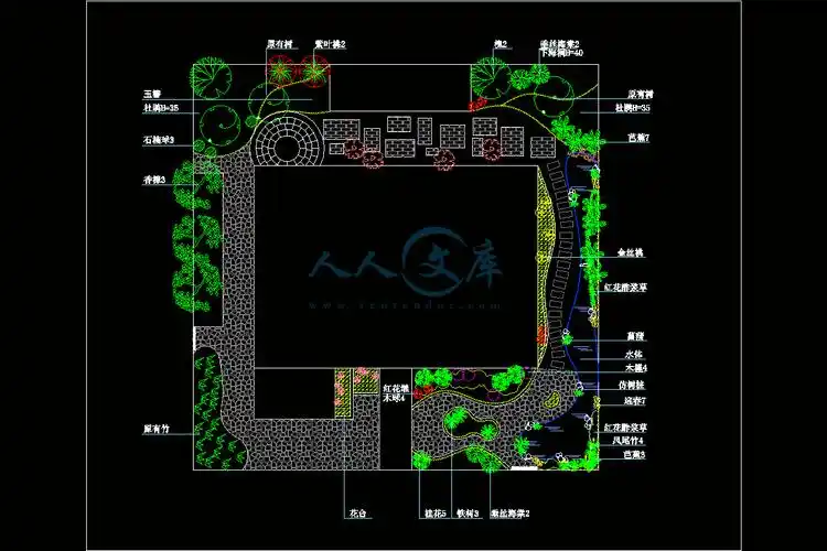 cad图别墅庭院景观绿化设计平面图.rar
