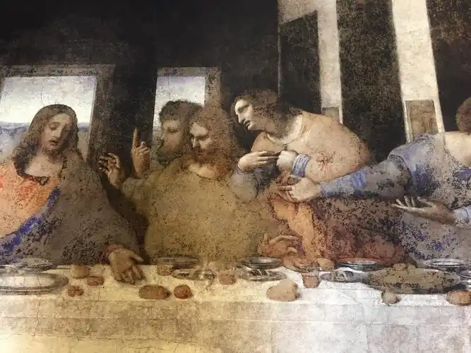 《最后的晚餐》 完成于1498年  米兰圣玛利亚感恩教堂餐室