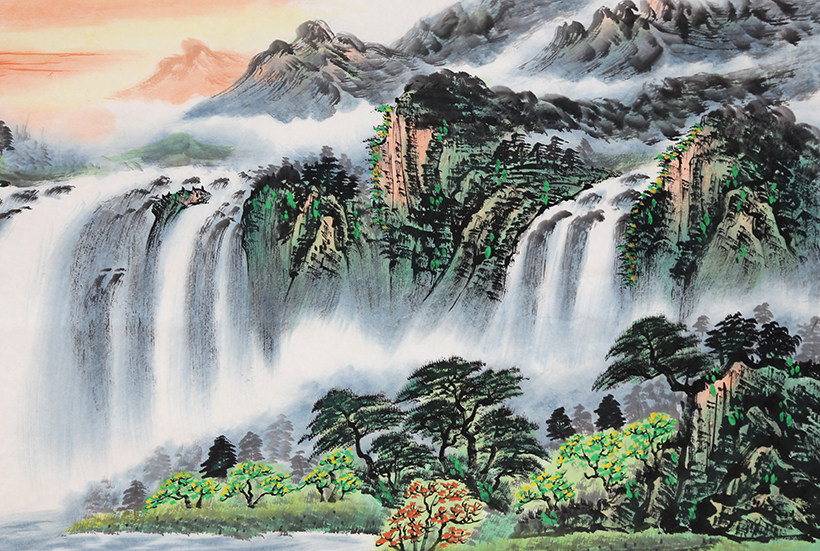 张新明《八方聚财》一元起拍字画拍卖 手绘国画山水画 墨华斋6739