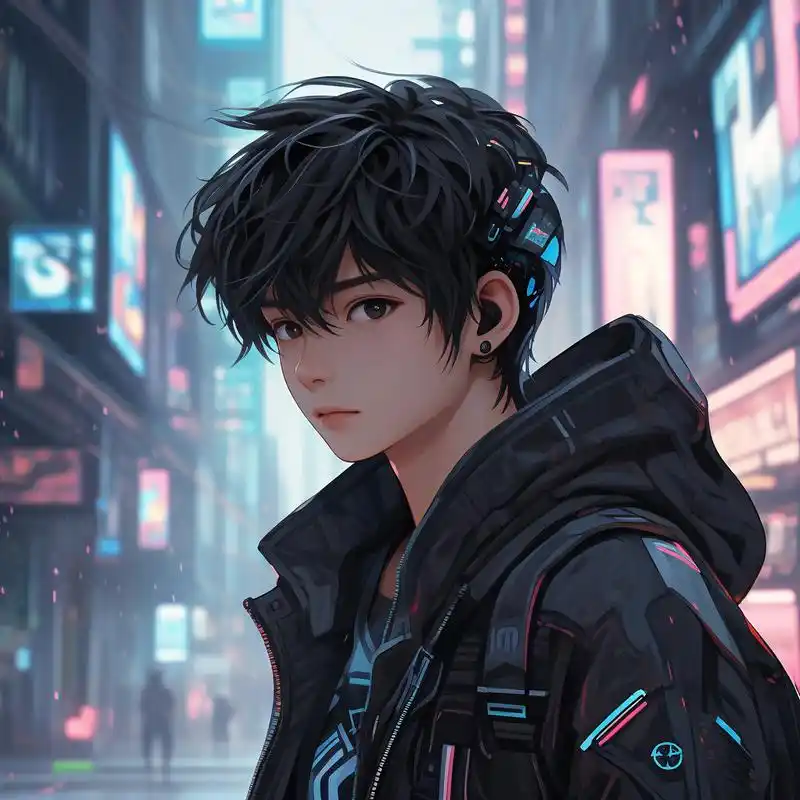 男生专属微信头像 新年新气象,换上这款赛博朋克风格的男生头像,让你