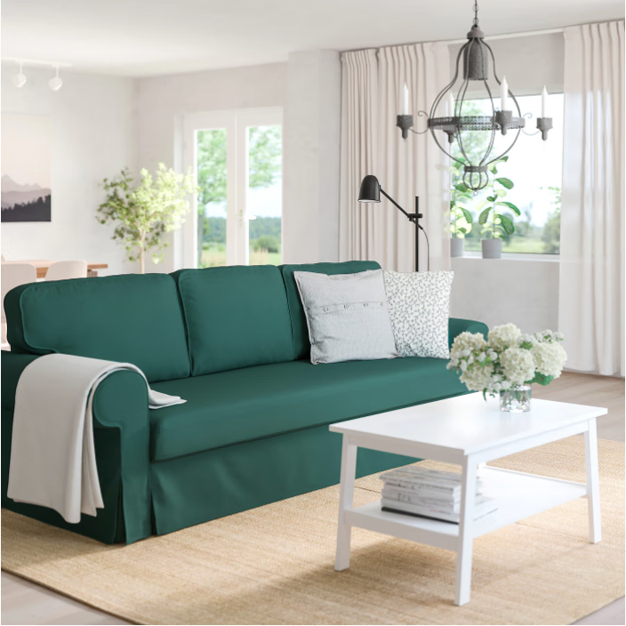 lnga landgre宜家代购列斯托三人布艺沙发床北欧简约小户型客厅爱克托