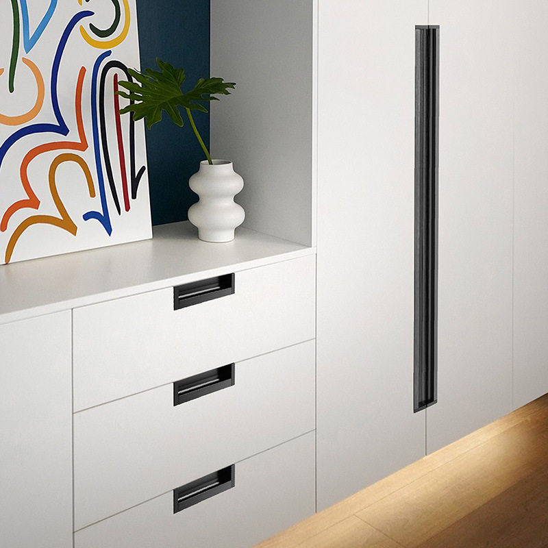 暗拉手嵌入式暗藏拉手抽屉隐形拉手柜门现代简约内嵌衣一米把手