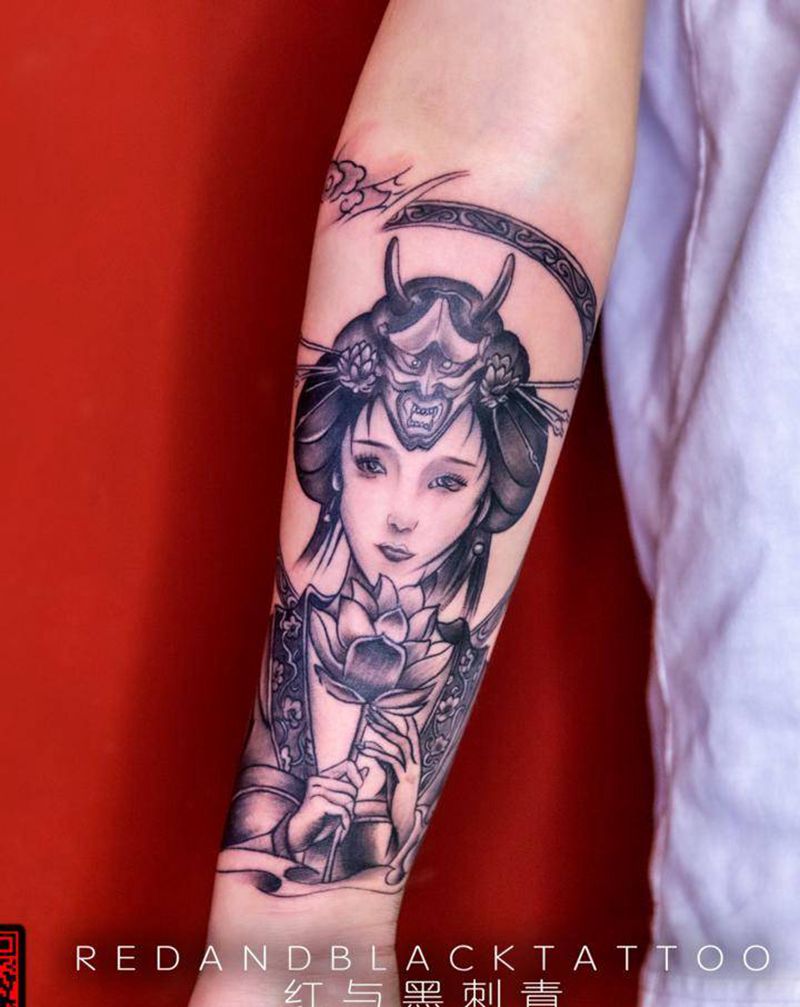 广东省河源市纹身店-红与黑刺青的纹身作品集