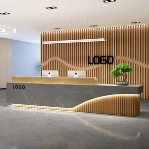 简约现代公司前台接待台酒店仿大理石前台桌吧台收银台柜台迎宾台