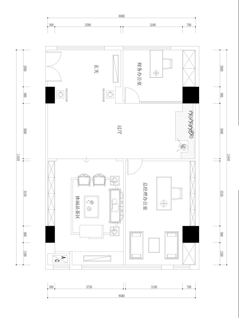 100平方小办公室求指导! - 平面布局-序赞网