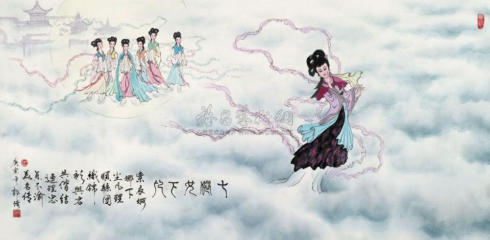 2036 2010年作 七仙女下凡 镜心 设色纸本
