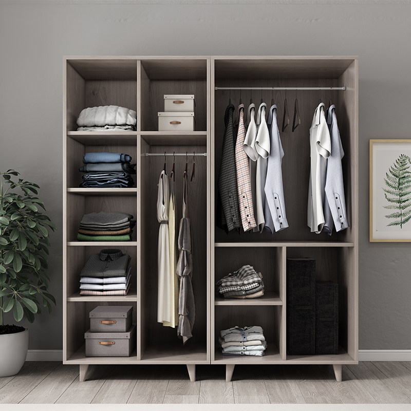 衣柜推拉门现代简约家用卧室实木质简易出租房大衣橱收纳柜子特价