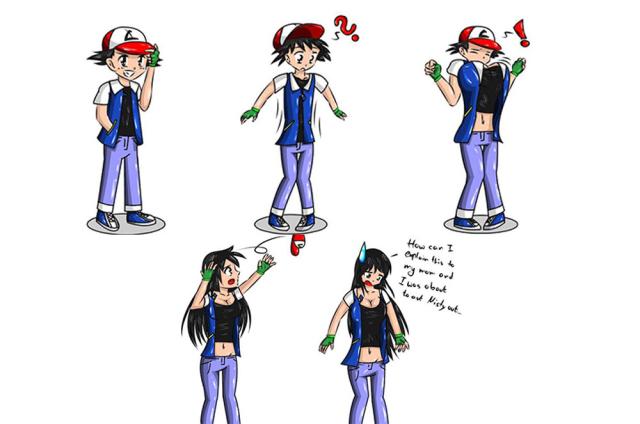 精灵宝可梦:各种女版小智,没想到小智变成女生还挺性感