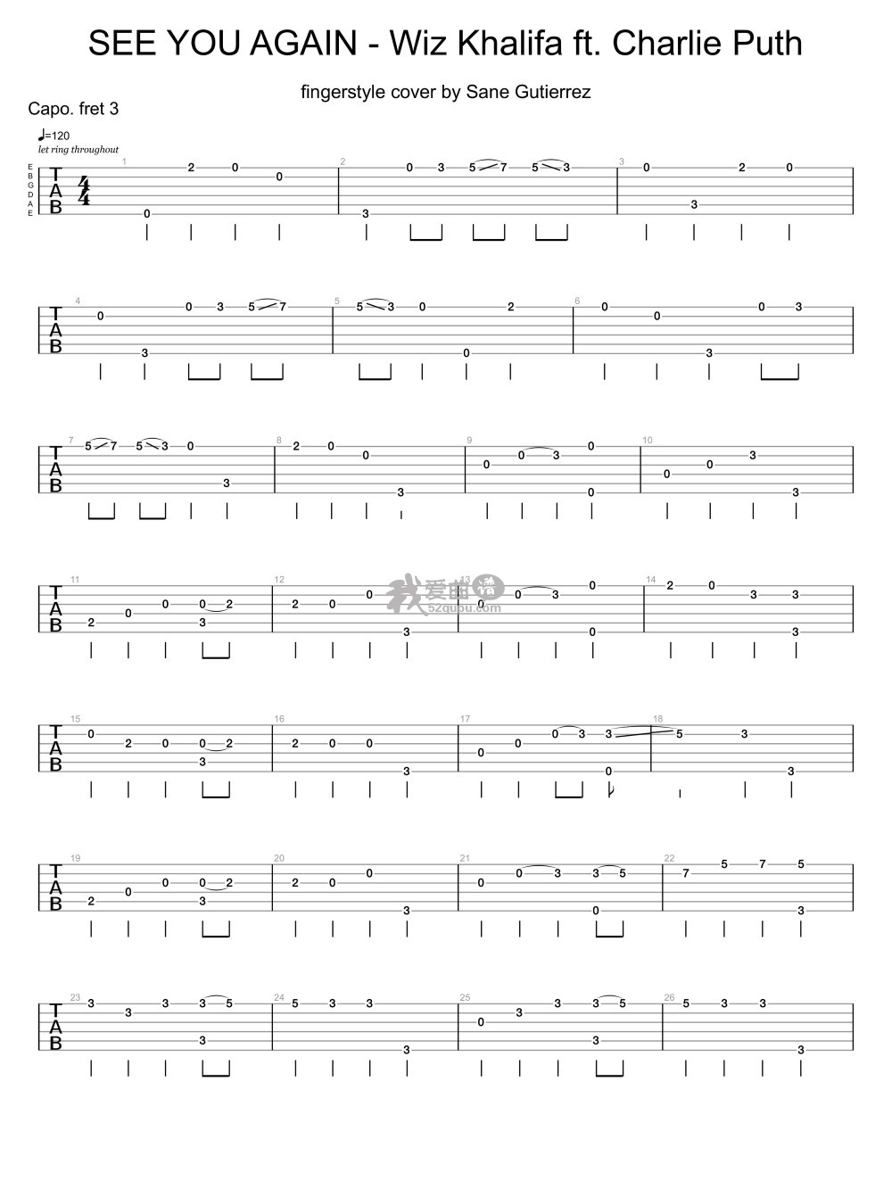 seeyouagain吉他谱版本1