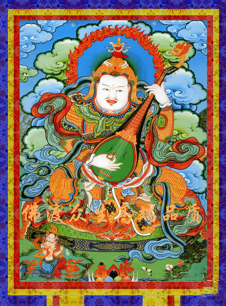 新款西藏佛教唐卡印花十字绣四大天王金刚东方持国天王十字绣十字绣