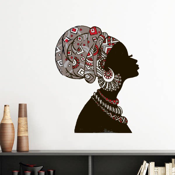 非洲黑人美丽部落头饰墙贴壁纸房间贴花海报不干胶车贴室内装饰