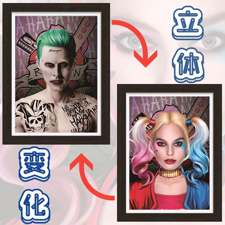 自杀小队哈莉奎茵cosplay小丑和小丑女裸眼3d立体画渐变壁画动漫