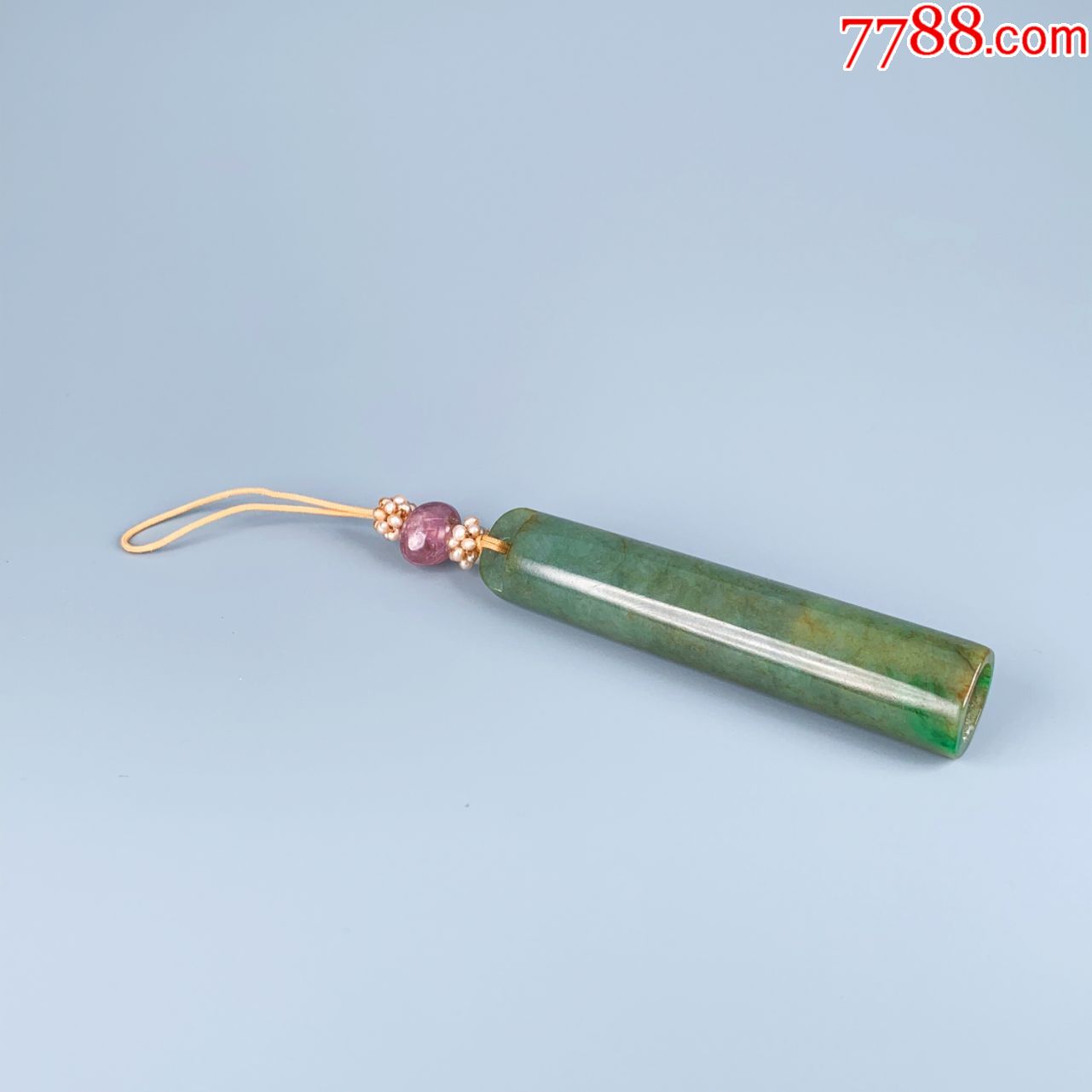 清中期-翡翠翎管-清三代翡翠玉器翎羽-缅甸翡翠a货玉管吊坠翠_自由