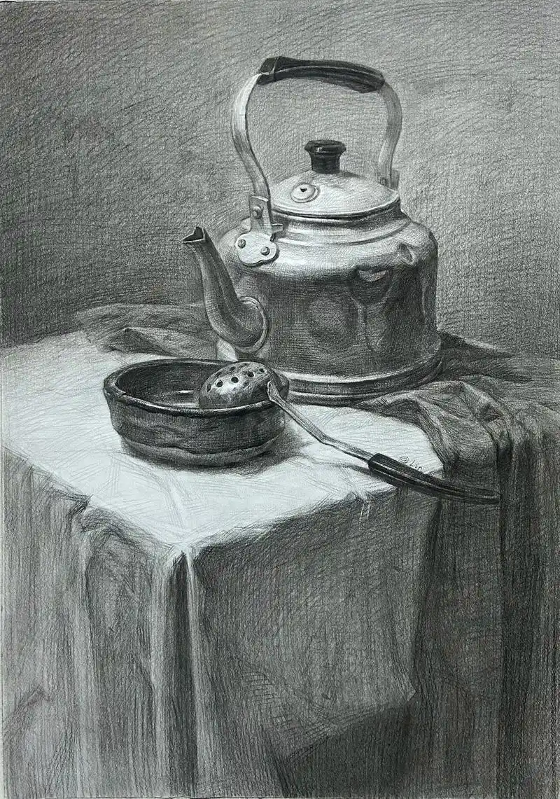 小时候的夜壶来了#素描静物 #零基础学画画 #美术培训 #艺 - 抖音