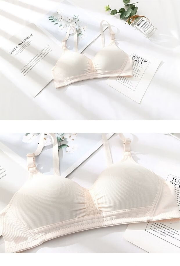 shinokoo少女文胸女高中大学生清纯内衣薄款无钢圈防下垂大胸显胸小