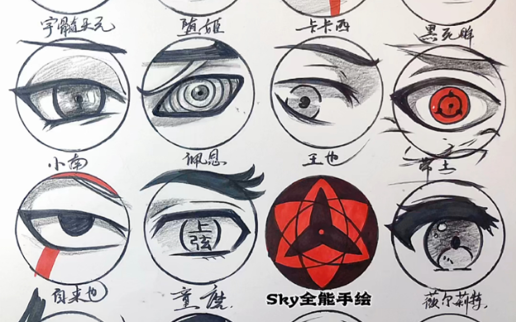 宇智波佐助永恒万花筒写轮眼绘画过程