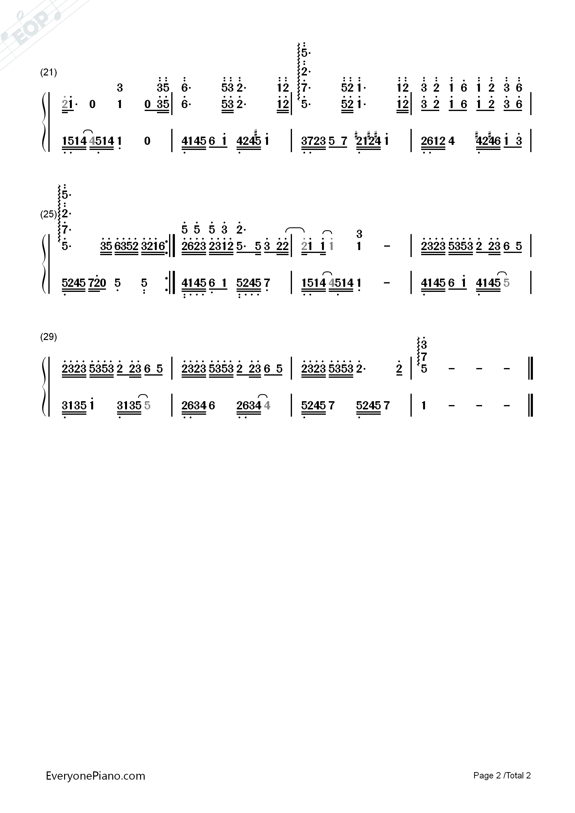 青花瓷双手简谱预览2-钢琴谱文件(五线谱,双手简谱,数字谱,midi,pdf)